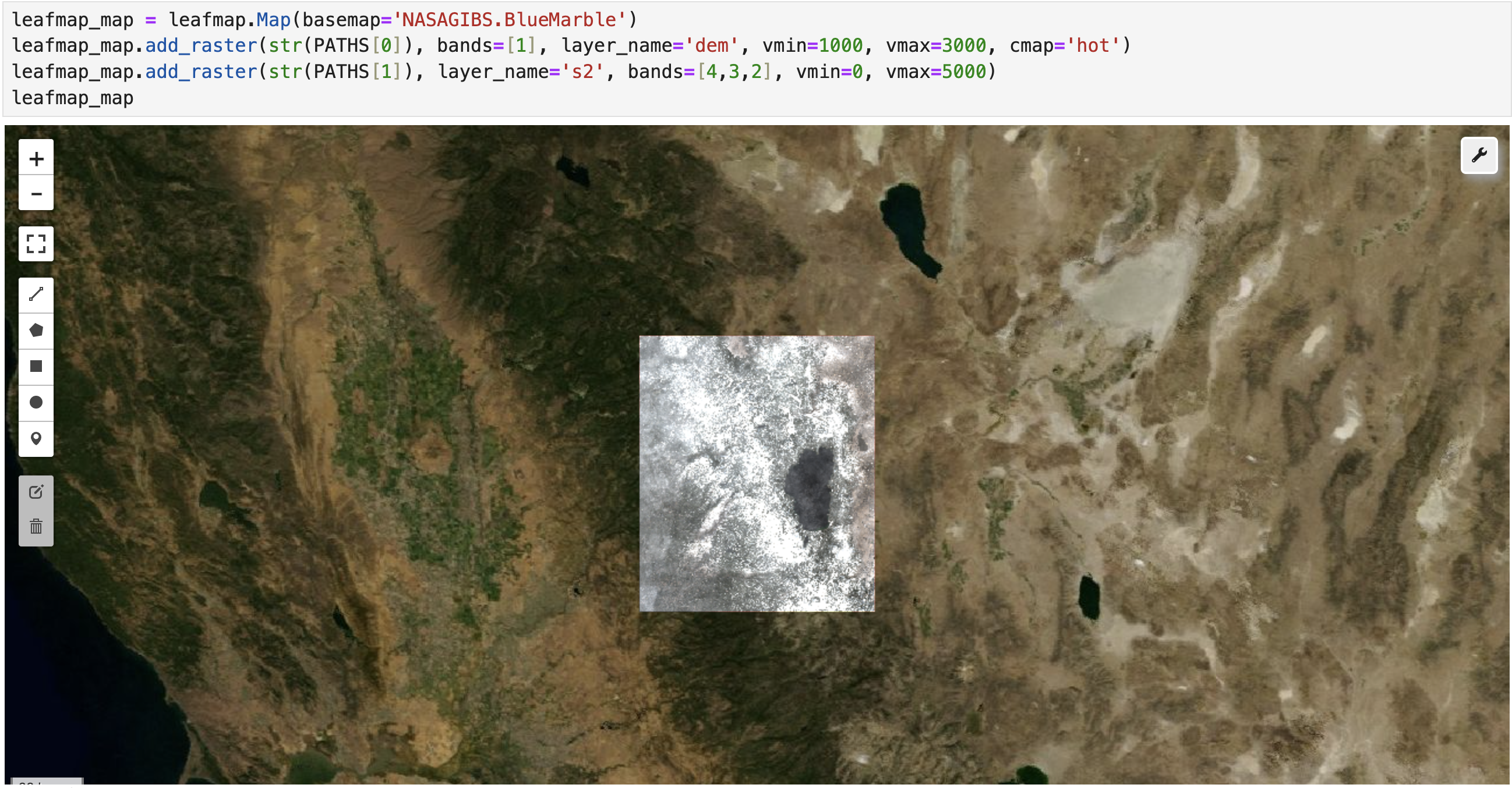 leafmap serving raster layers directly from cogs